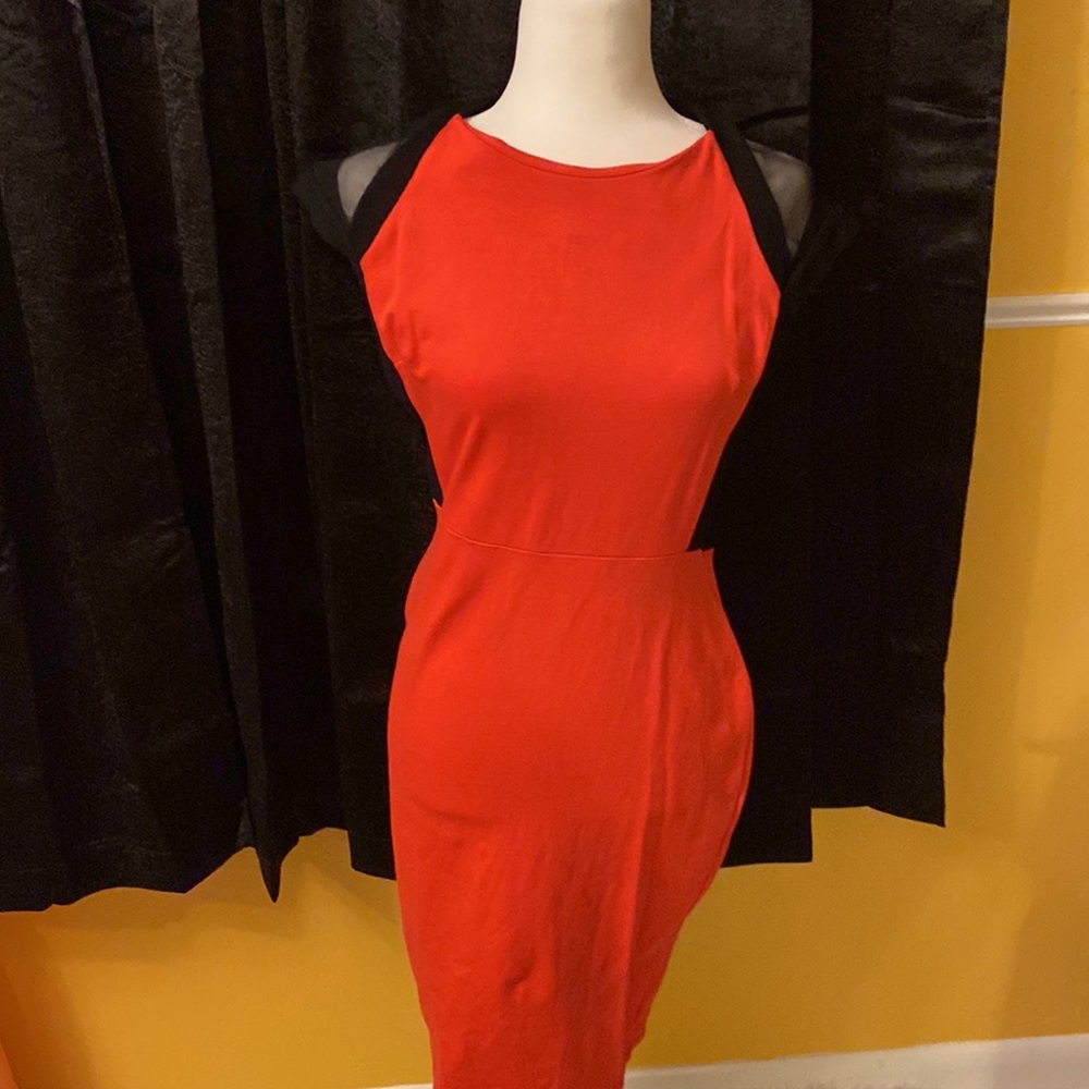 Arden.B, Coral, Black see through sleeves, Size Medium